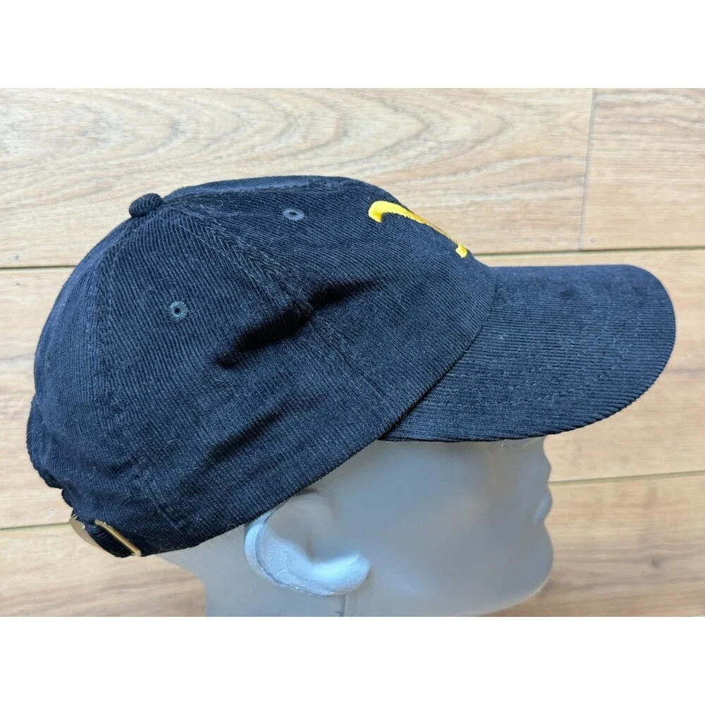 Yellowstone Dutton Ranch Black Corduroy Strapback Hat w/ Yellow Embroidered Logo